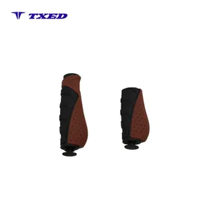 Poignées de guidon ergonomiques antidérapantes noires en TPR asymétriques 130 mm/92 mm à double extrémité, diamètre intérieur 22,2 mm - Product Image 3