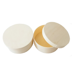 Unique Christmas Eco Friendly Custom Gift Food Packaging Poplar Round Wood Sausage Salad Cheese Camembert Boxes with Lid