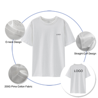Summer Custom Logo Basic Daily Wear Pima Cotton T Shirts Premium Cotton 200gsm T Shirt T-shirts en coton à longues fibres