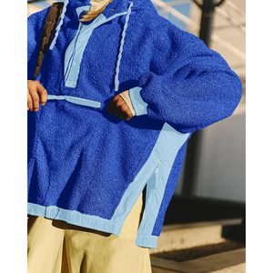 FOXA Sweat à capuche surdimensionné en polaire pour femme, chaud, avec fermeture éclair latérale et boutons, tenue décontractée pour l'automne et l'hiver - Product Image 3