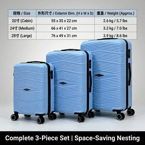 Offre Spéciale – Ensemble de 3 Valises Trolley à Roues Pivotantes en ABS, 20, 24 et 28 Pouces, avec Serrure TSA, pour Hommes et Femmes - Product Image 4