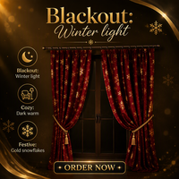 Rideau Occultant Noël Rouge Doré à Motif Flocon de Neige, Rideaux Métalliques à Œillets et Passe-Tringle, Traitement de Fenêtre Personnalisé pour Salon
