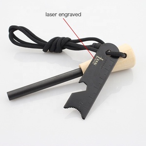 Mango de madera respetuoso con el medio ambiente, pedernal, encendedor de varilla de magnesio y ferrocerio - Product Image 3
