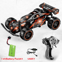 Voiture de course RC 4x4 2,4 GHz à coque translucide, vitesse élevée 15 km/h, portée 25 m, lumières LED, rechargeable par USB, batterie 3,7 V, jouet sportif