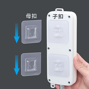 Strong Adhesive <b>Snap</b> Fasteners Rectangle Wall Mounted Transparent <b>Hooks</b> Punch Free Double Sided Hanging Clips - Product Image 3