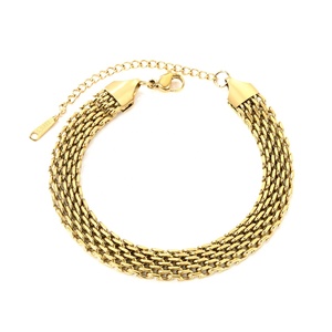Pulsera de Cadena de Malla Plana Geométrica de Moda, Chapada en Oro de 18K PVD, de Acero Inoxidable, Personalizada, para Mujer - Product Image 1