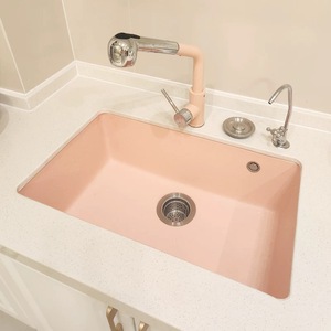 Fregadero de Cocina Blanco con Grifo Opcional, Grosor de 3.0, Opciones de Profundidad de 205 a 220, Instalación Rápida - Product Image 1