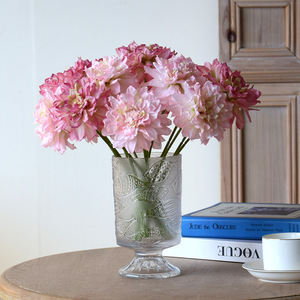 Fleur artificielle vintage à tige unique, <span class=keywords><strong>Dahlia</strong></span> à bord rôti, bord brûlé, décoration d'intérieur, style littéraire, multicolore, pour mariage - Product Image 1