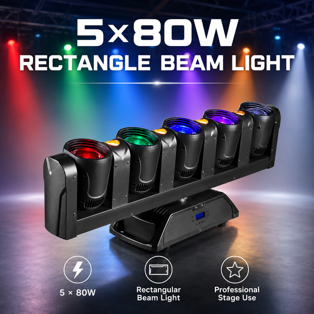 5x80W 400W RGBW LED 5-Eye for Light DMX512 9000K Metal 85 CRI Stage Lighting for Concert Club DJ Wedding Events