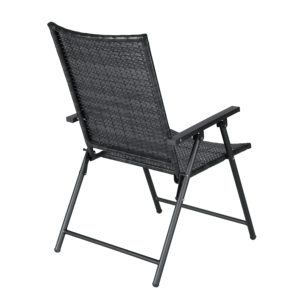 Chaise d'extérieur pliable moderne en rotin PE, avec structure en acier thermolaqué pour terrasse/balcon/jardin. - Product Image 4