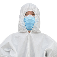 Coverall dewasa nyaman adem bertudung PS putih sekali pakai bersertifikasi ISO elastis tanpa kaki tahan debu Kelas I