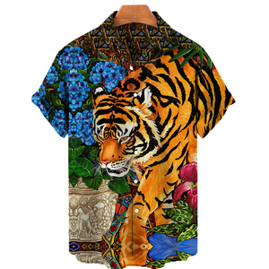 Camicia estiva oversize uomo cinese Cardigan Vintage Color hawaiano stampa tigre - Product Image 3
