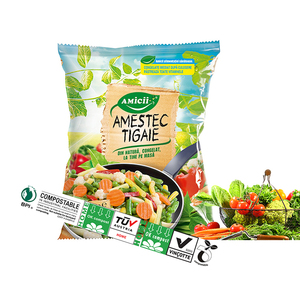 Custom Printed Chicken Shrimp French Fries Packing Pouch Eco Friendly Biodegradable Plastic Frozen Vegetable Food Packaging Bags