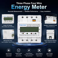 Meter Energi Tiga Fasa DIN Rail ETU01 4 Kawat 380V 100A Kelas 1.0 LCD kWh Meter untuk Pemantauan Daya Industri
