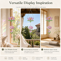 Attrape-soleil en verre teinté artisanal en forme de lotus pour décoration de fenêtre, ornement suspendu, décoration de jardin vintage, cadeau de mariage, vente en gros