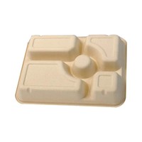 Assiettes jetables rondes à 5 compartiments en bagasse de canne à sucre biodégradable et écologiques pour aliments chauds, marque Nature