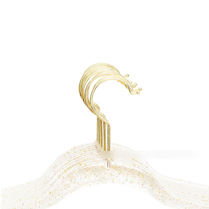 Cintres en plastique transparent personnalisés DS962, antidérapants, gain de place, cintres pour costumes, paillettes acryliques, poudre dorée, <span class=keywords><strong>cintre</strong></span> perlé - Product Image 3