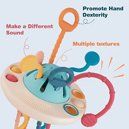 Bebek duyusal Montessori silikon oyuncak seyahat çekme dize oyuncak bebekler için çok duyusal aktivite oyuncak