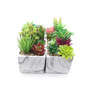 Décoration intérieure 13 pouces <span class=keywords><strong>rectangle</strong></span> grande marbre succulentes <span class=keywords><strong>pot</strong></span> gris <span class=keywords><strong>grand</strong></span> <span class=keywords><strong>pot</strong></span> en céramique avec des plantes - Product Image 1