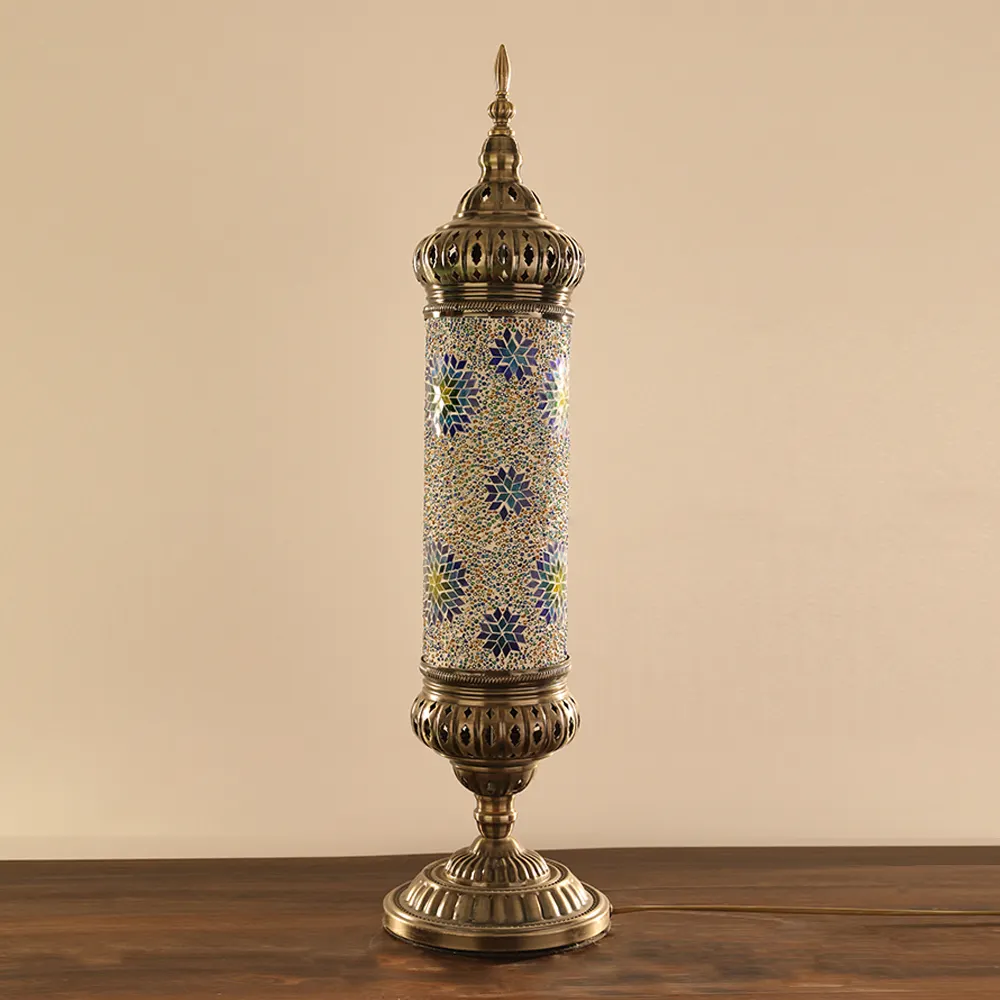 Lampada da tavolo in mosaico di vetro turco marocchino decorativo a forma di tubo fatto a mano dell'hotel di casa di casablanca