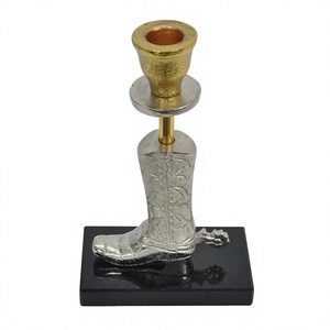 Stylish Horse Riding Silver <b>Boot</b> Equestrian Showpiece Candle <b>Stand</b> Decorative New Unique Gold Candle Holder in Wholesale Prices - Product Image 1