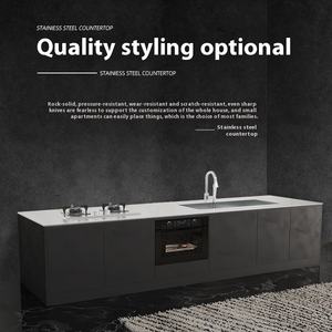 Entegre soba lavabo ile Modern 304 paslanmaz çelik mutfak ada MDF tezgah çizilmeye ve leke dayanıklı mutfak dolapları - Product Image 2