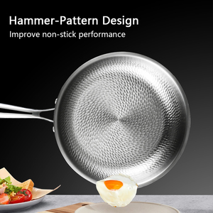 Padella in Titanio a 3 Strati con Coperchio, Antiaderente, Manico Ergonomico Martellato, Adatta per Forno, Gas ed Elettrico - Product Image 2