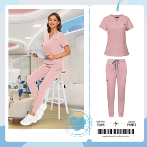 2025 nouvel ensemble de gommages pour femmes Slim Fit-uniforme d'hôpital à manches courtes extensible, vente en gros durable et confortable - Product Image 5