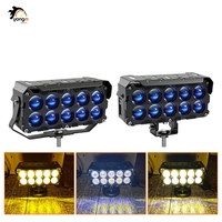 Phare auxiliaire de moto à lentille 6 8 10 avec revêtement bleu, feu antibrouillard, lampe de conduite électrique pour voiture, 4x4, tout-terrain, SUV, VTT, camion
