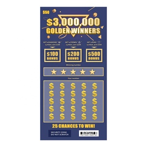 Tarjeta de Raspar para Lotería con Premios Dorados, Tamaño Personalizado, Logotipo Personalizado, Impresión Digital, Boletos de Lotería Personalizados - Product Image 2