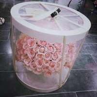 Hari Valentine Bening Transparan Bulat, Kemasan Hadiah Bunga Segar Yang Diawetkan, Bulat Transparan dengan Jendela Transparan