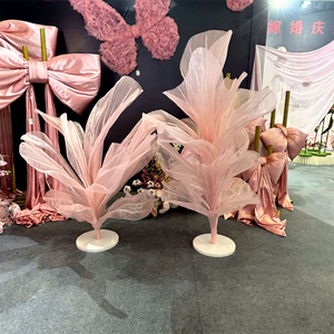 ผ้าโปร่งบางสำหรับตกแต่งวันเกิดแบบเรียบดอกไม้ขนาดยักษ์สีชมพูสีขาวสำหรับจัดงานแต่งงาน - Product Image 1