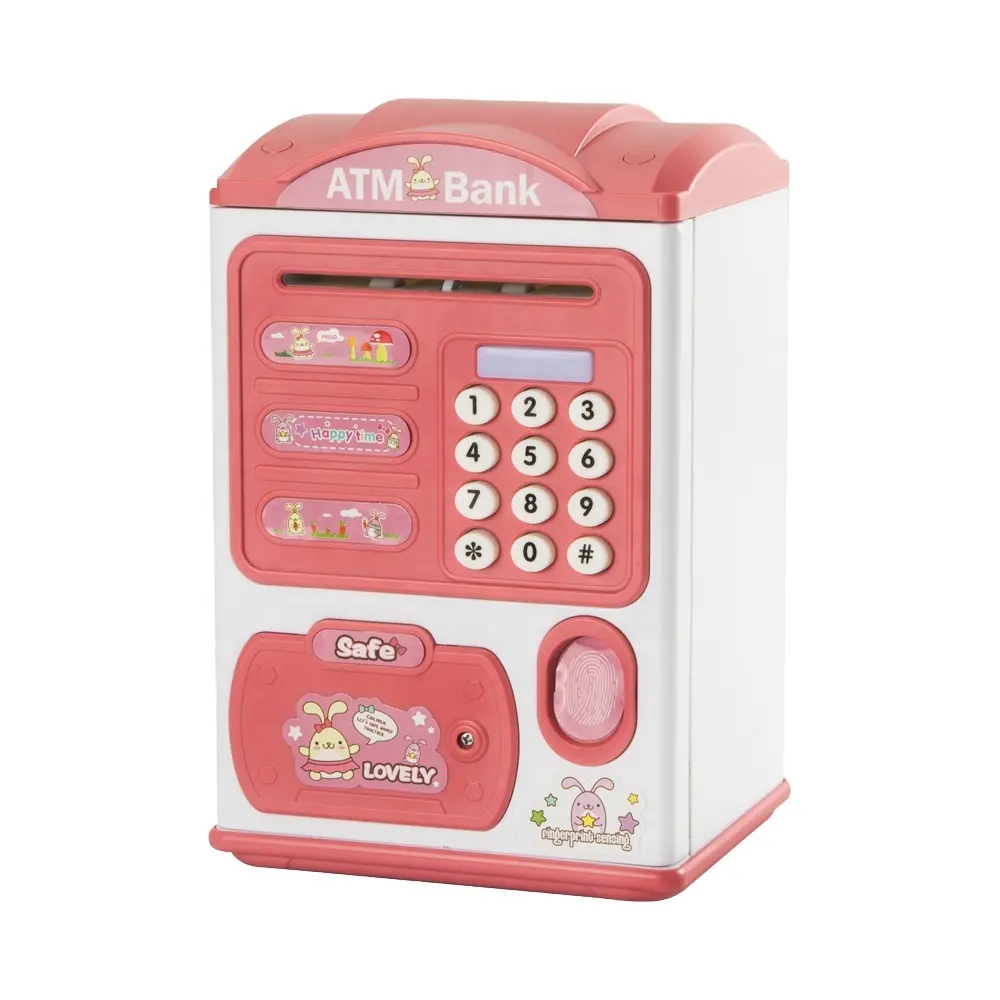 Hotsale حصالة بلاستيكية مع كلمة حفظ ورقة المال و عملة البسيطة الكهربائية ATM حصالة على شكل حيوان للأطفال