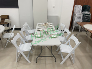 Tavolo da Picnic Rettangolare in <span class=keywords><strong>Plastica</strong></span> con Gambe Pieghevoli per Catering e Uso Esterno, 5-6 Piedi - Product Image 4