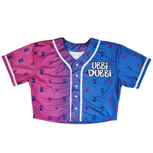 Maillots de <span class=keywords><strong>baseball</strong></span> respirants à sublimation pour équipes de <span class=keywords><strong>baseball</strong></span> et softball du Canada, style crop top arc-en-ciel, à boutonnage - Product Image 2