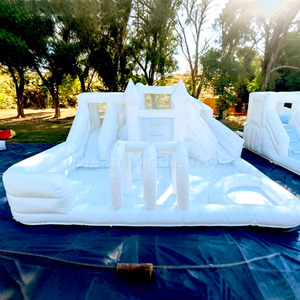 Castillo Inflable Blanco de PVC Fácil de Instalar con Tobogán, Trampolín para Niños de Uso Comercial y Doméstico, Casa de Brinco para Exteriores - Product Image 3