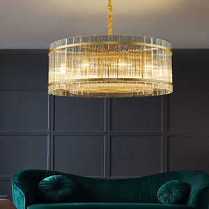 Lámpara colgante moderna grande para sala de estar, candelabro de cristal de lujo dorado nórdico para techos altos de Villa - Product Image 5