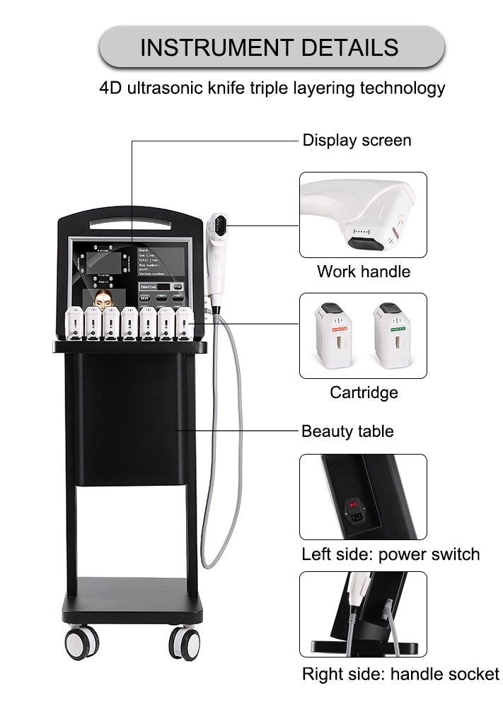 Noninvasive Skin Lift Hi Fu machine 4D Ultra therapy anti aging equipment 1~5 handles