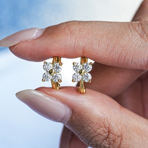 Pendientes de Aro de Moissanita Coreanos al por Mayor, Material Chapado en Oro de 14k, 1ct VVS1 GRA, para Mujeres y Niñas - Product Image 5