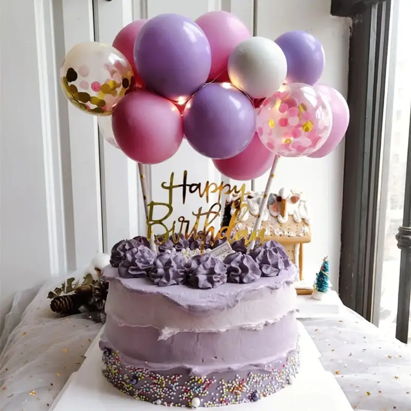 Palmy New 5inch Latex Confetti Balloon Cake Topper Accessory Birthday Party Cake Decorations