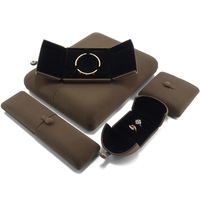Boîte de rangement à bijoux en velours à double bouton pour bagues, colliers, bracelets et médaillons - Taille échantillon