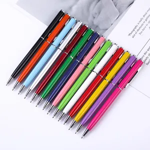 SHULI Stationery Promotional Multicolor Metal Pens Slim Ballpoint Pen With Customize Logo Printing Body Twist Ball Pen