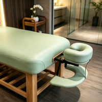 Table de massage en bois massif avec repose-tête amovible pour SPA, salon de beauté, institut de manucure, hôtel, centre de podologie