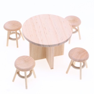 Xicheng Dollhouse <span class=keywords><strong>Mini</strong></span> rắn đồ nội thất gỗ mô hình phụ kiện thu nhỏ hoàn thành cảnh tròn phân và bảng - Product Image 2