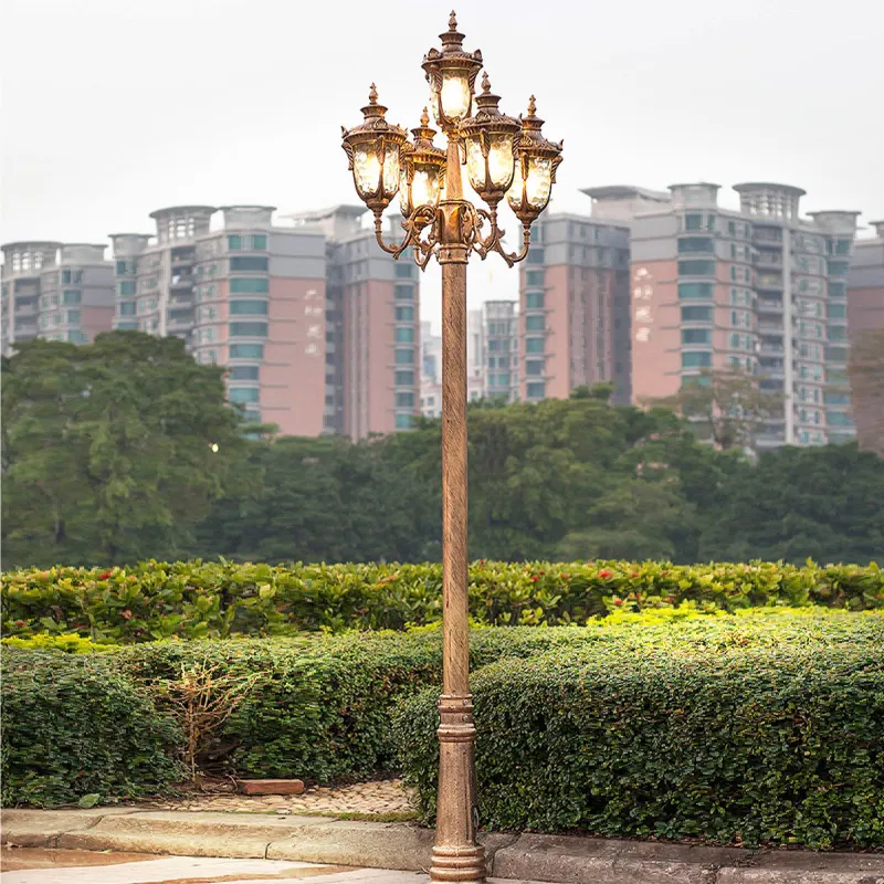 Классический Европейский садовый фонарь E27, уличный Водонепроницаемый светодиодный уличный светильник, алюминиевый античный светильник для внутреннего двора, садовый фонарь
