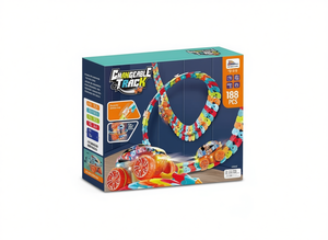 Set di Costruzioni in Plastica da 188 Pezzi con Pista Modulare per Bambini dai 5 ai 7 Anni, Tema Trasporti, Kit Fai-da-Te - Product Image 1