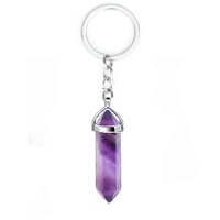 Porte-clés pendentif en pierre de cristal naturelle écologique pour femme, forme balle hexagonale, avec porte-monnaie