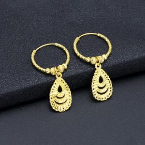 Jxx Nuevos Pendientes de Aro con Forma de Gota de Agua, Chapados en Oro de 24K, con Diamantes Incrustados, Joyería de Latón y Cobre para Mujer - Product Image 3