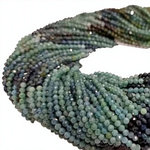 Perles rondes facettées en Grandidierite naturelle, couleur ombrée, 2,5 mm, vendues par brin de 13 pouces de long - Product Image 1