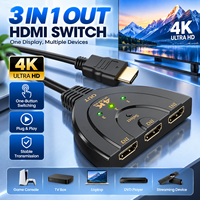 Commutateur HDMI 3 ports haute performance 3 vers 1, câble HDMI 4K Ultra HD pour appareils source vidéo HD
